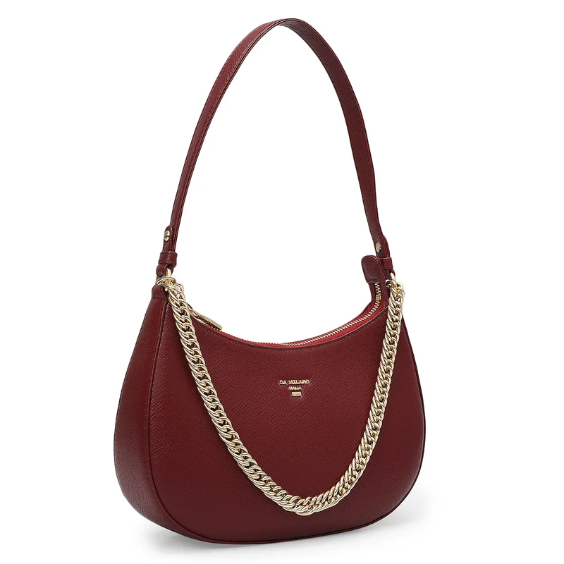 Da Milano Small Franzy Leather Baguette - Cherry
